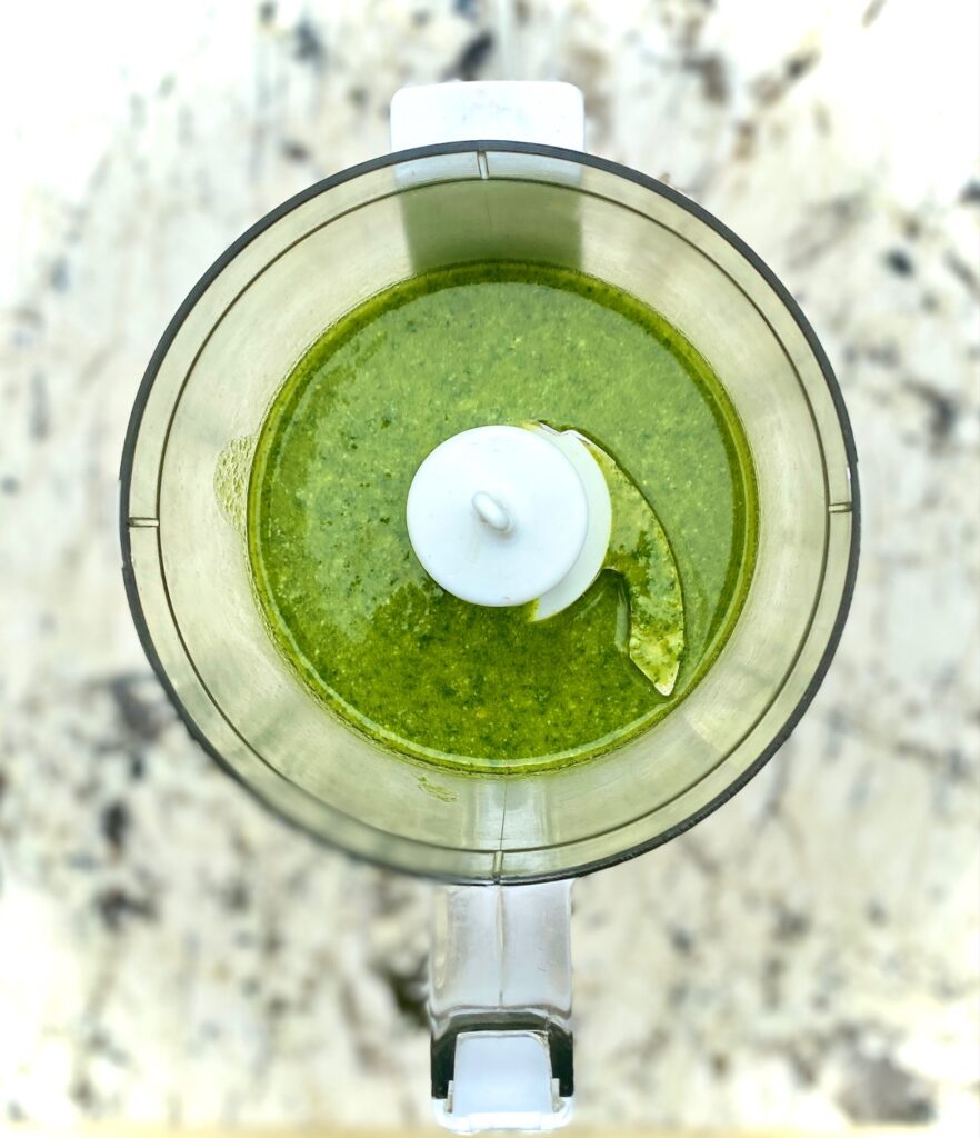 Blended pesto sauce