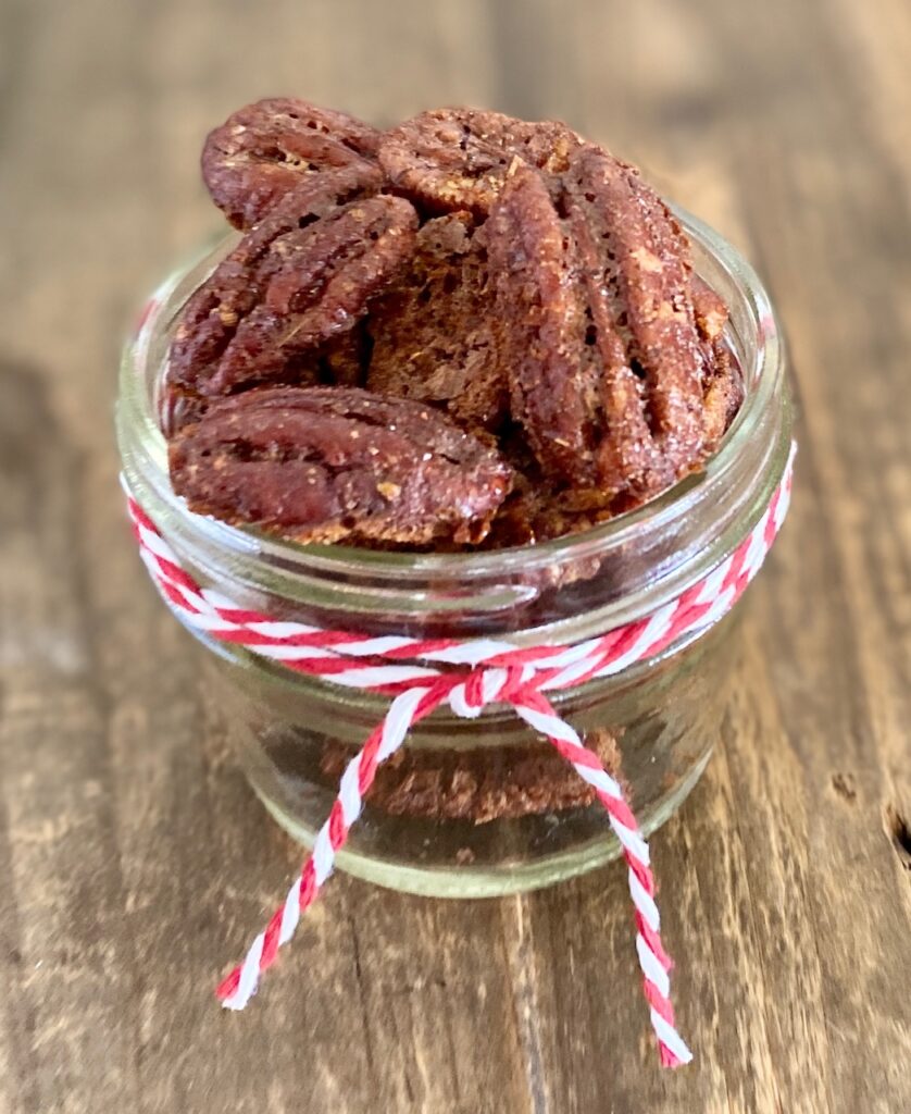 a jar of candied pecans