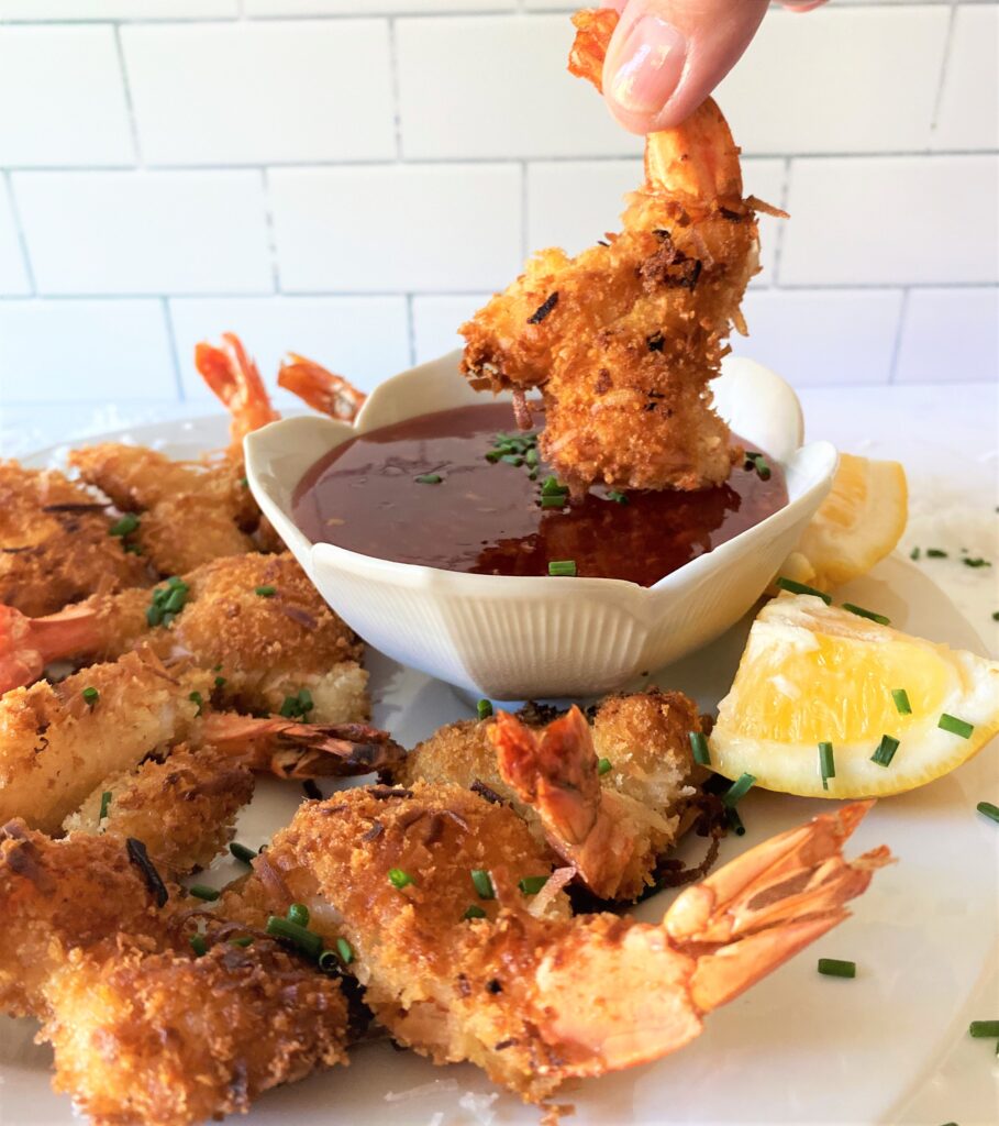 coconut shrimp and dipping sauce