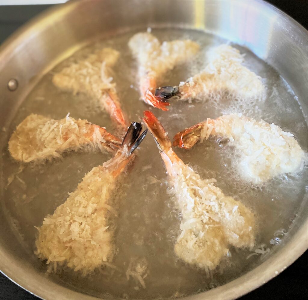 Cook shrimp in batches