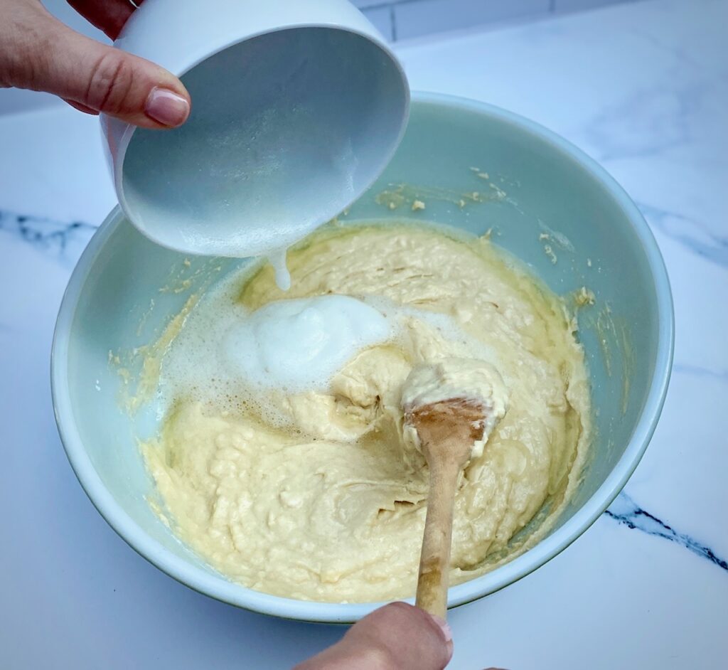 Folding egg whites into batter