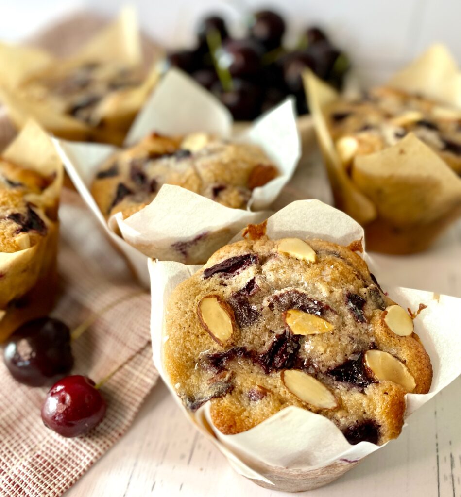 group of cherry muffins