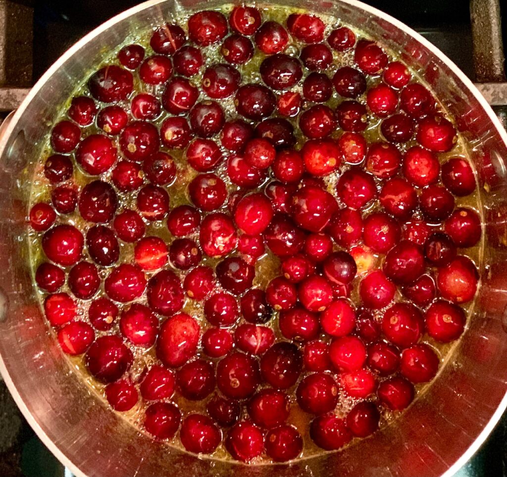 cranberries in a pan
