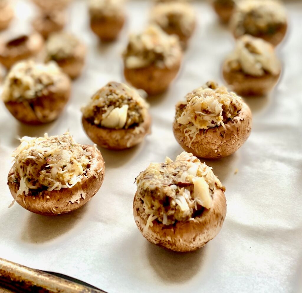 parchment lined mushroom caps