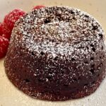 Lava cake with raspberries