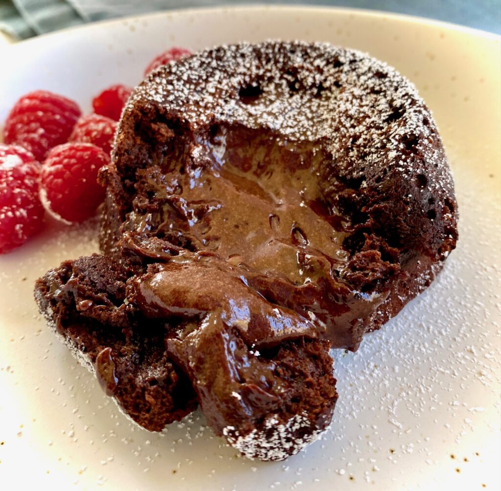 Molten lava cake on a plate