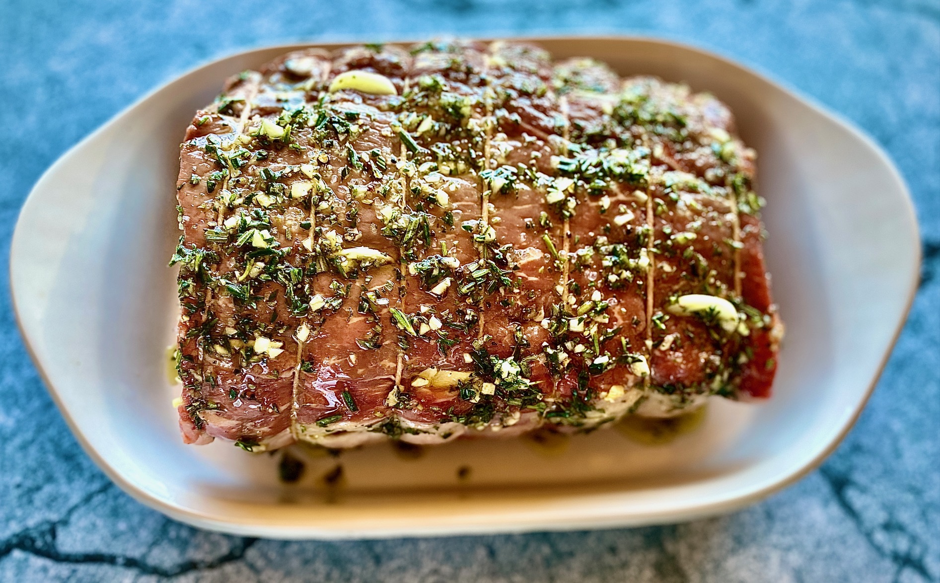 Herb rub and marinated roast