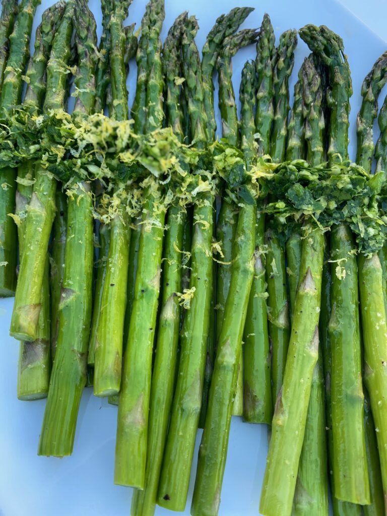 asparagus sprinkled with gremolata