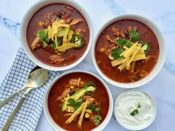 3 bowls of Chicken Tortilla Soup