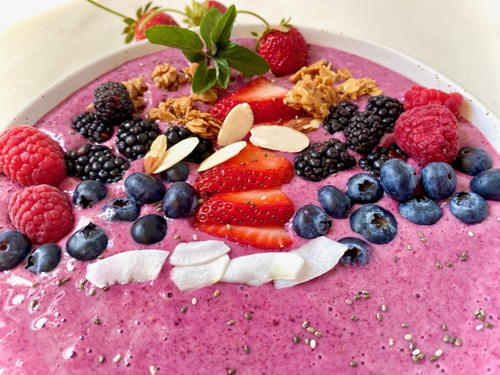 close up of a berry bowl