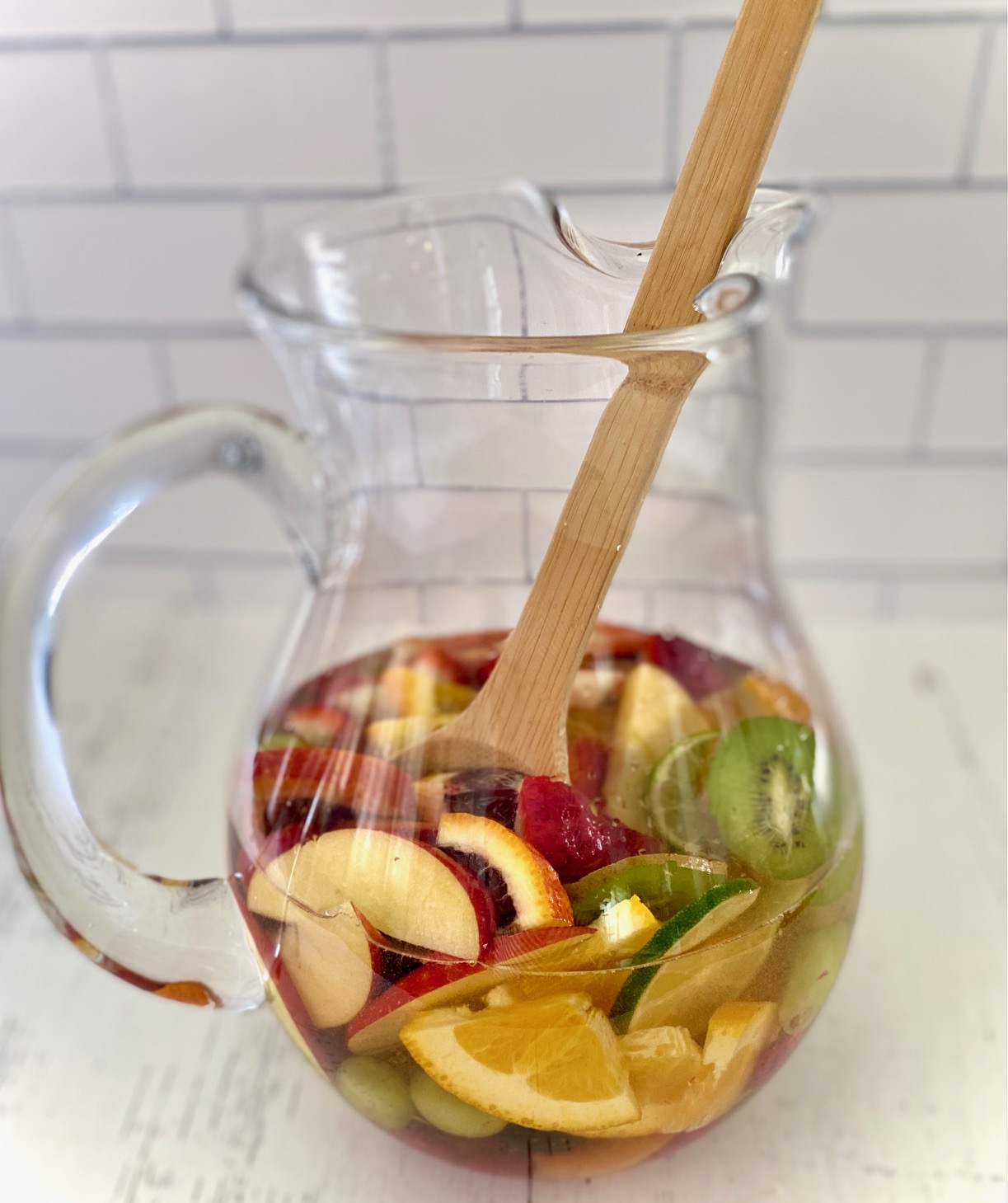 fruit, wine in pitcher