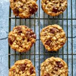 6 oatmeal cookies on rack