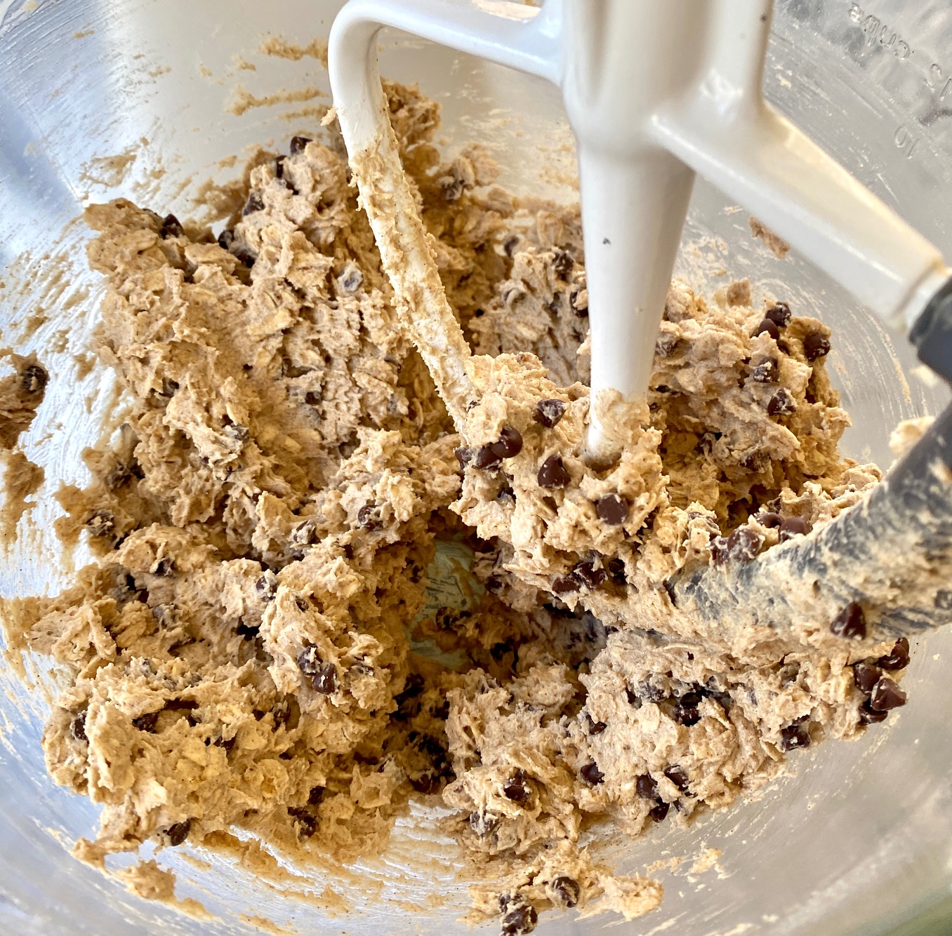 batter with chocolate chips added