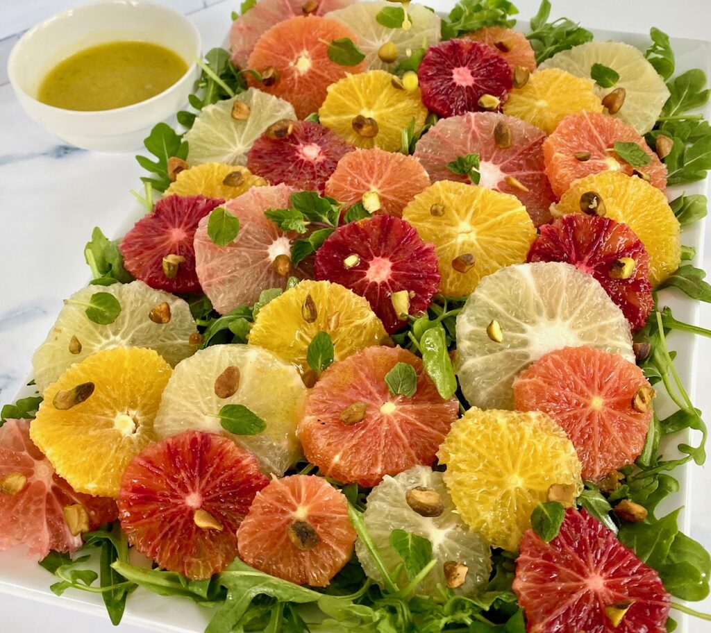 mixed arugula salad with oranges and grapefruit