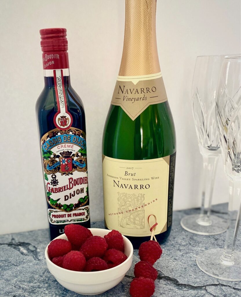 ingredients for Kir Royale cocktails