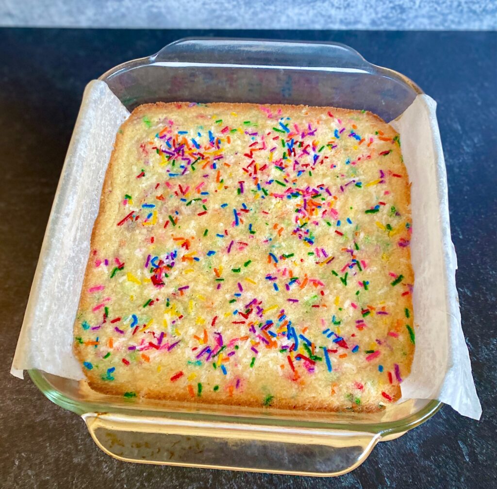 baked pan of sprinkle sugar bars