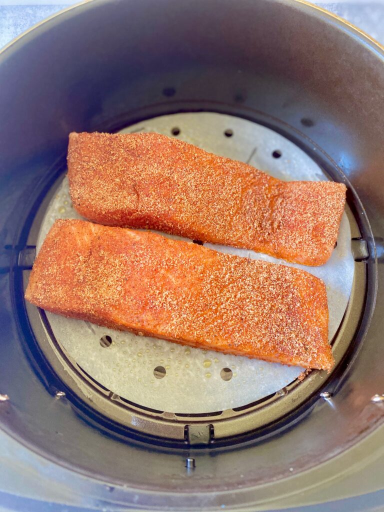 2 salmon uncooked in air fryer