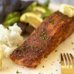 air fryer salmon in a plate