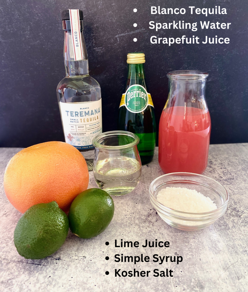 Paloma cocktail Ingredients labeled