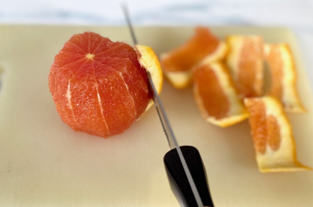 Cutting an orange supreme style