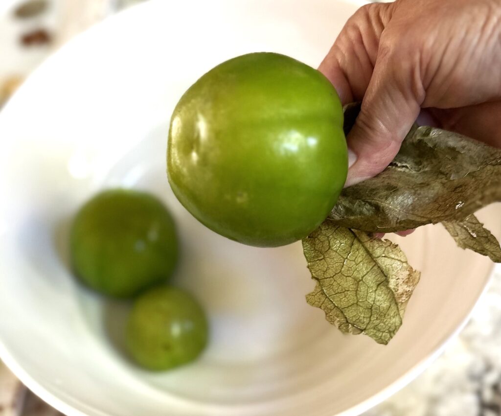 Remove husk from Tomatillos