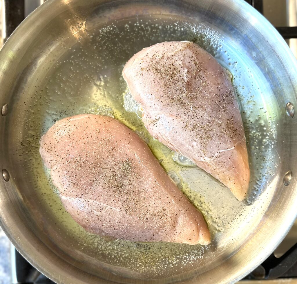 Sauté chicken breast to shred