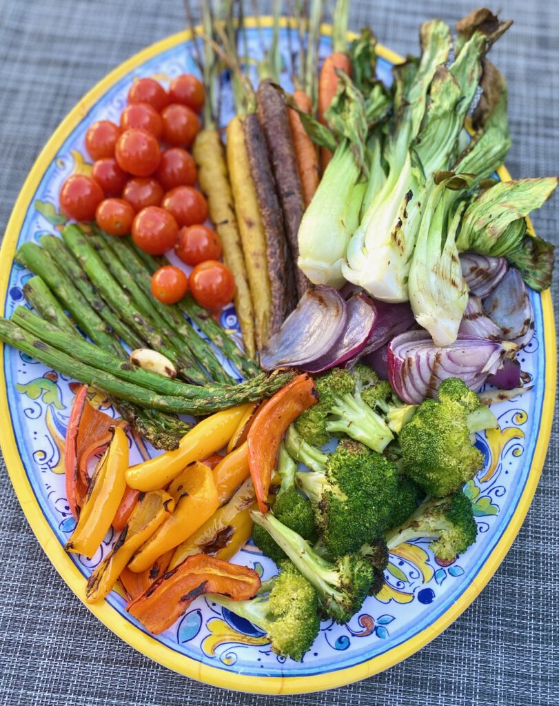 grilled vegetables on platter