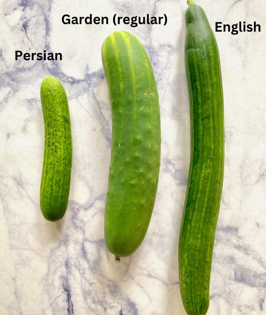 3 types of cucumbers.