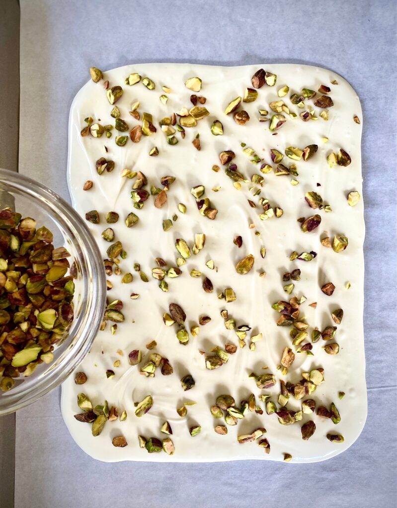 adding pistachios to white bark