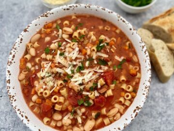 a bowl of pasta fagioli