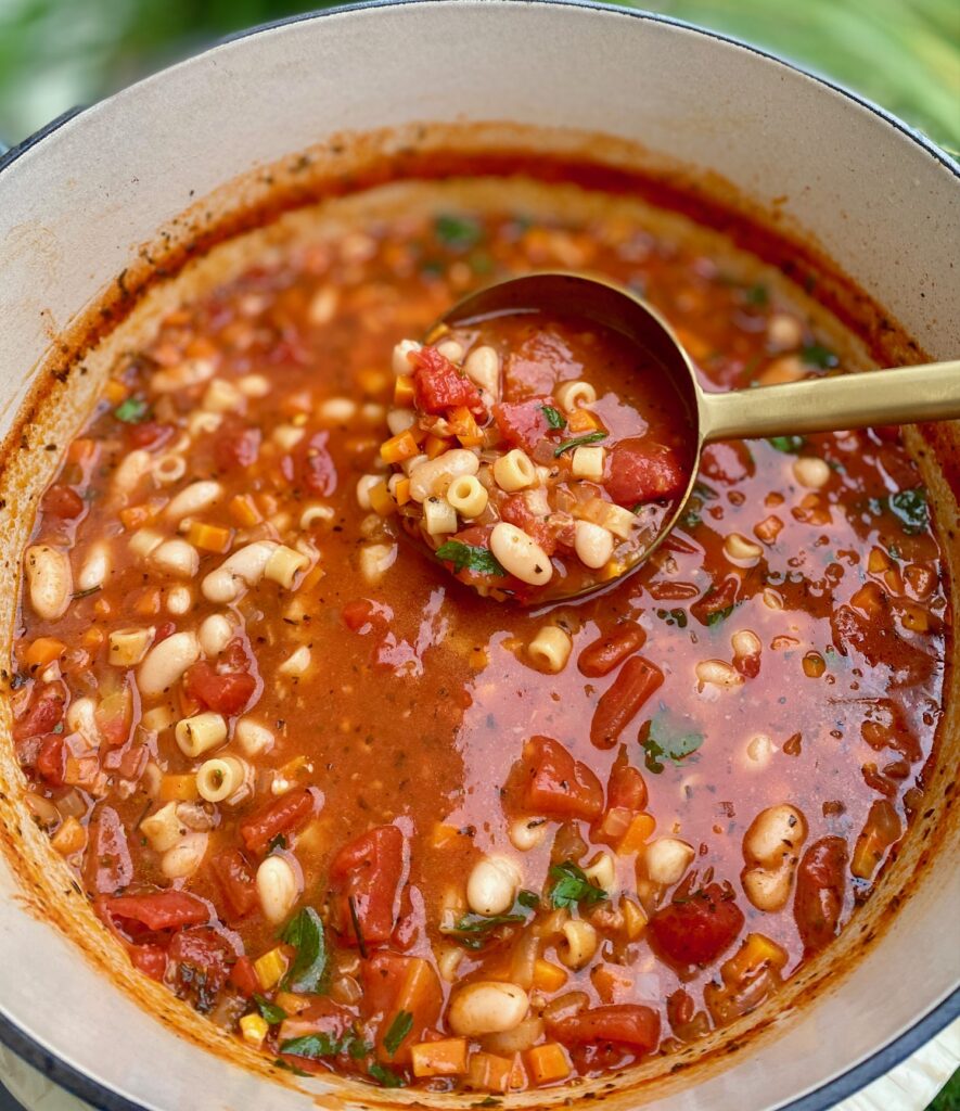 fagioli with gold ladle