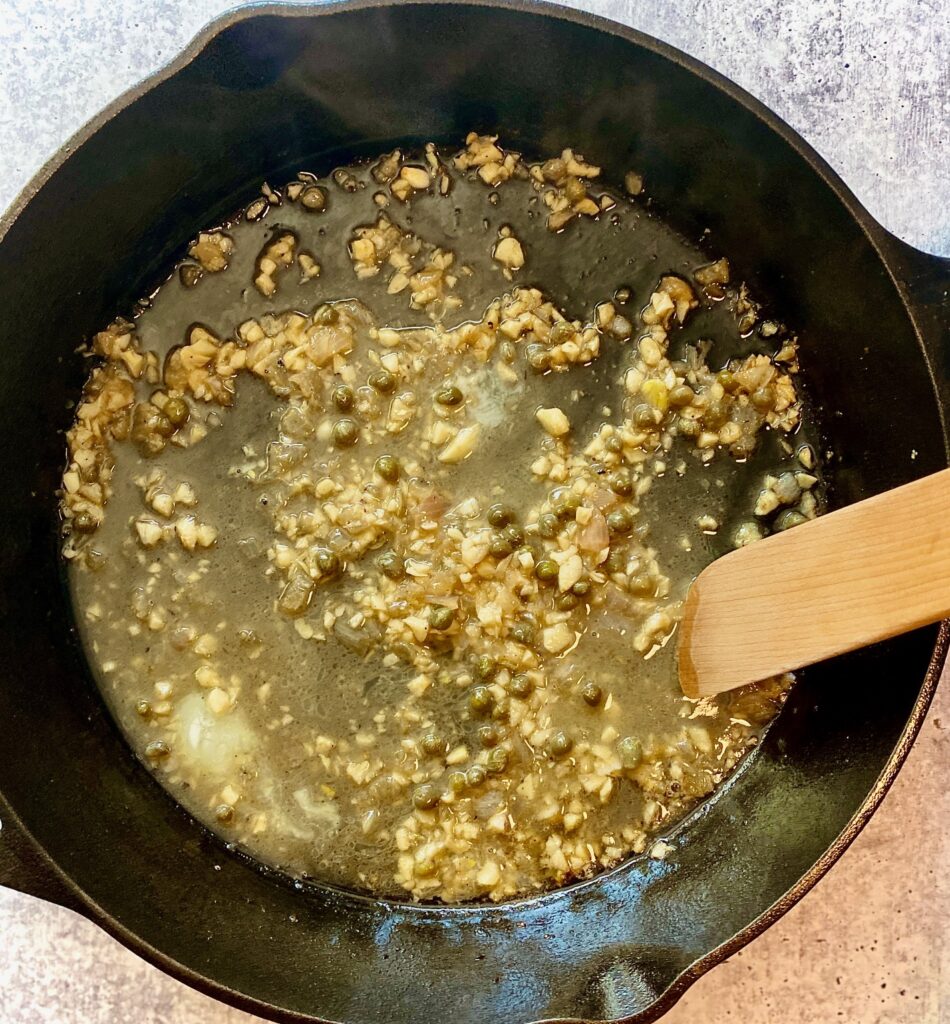 Sauteing lemon caper sauce