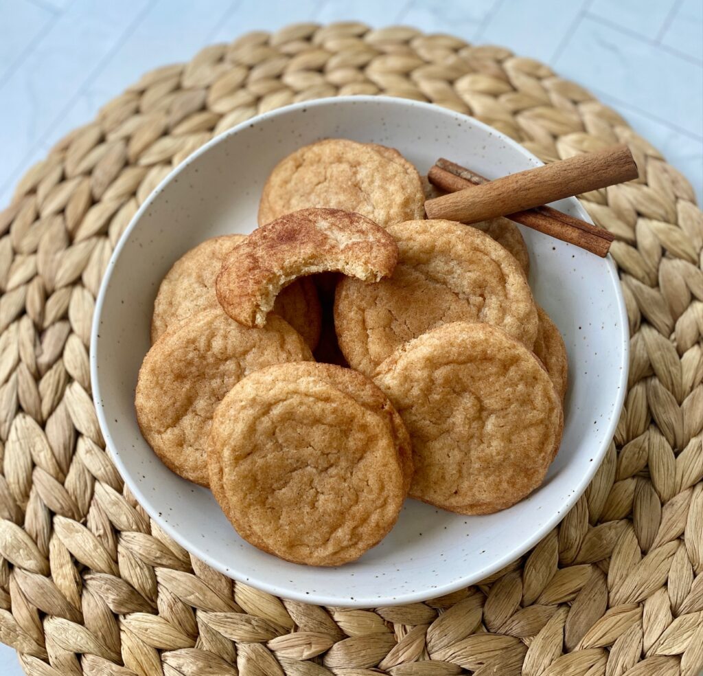 bowl of cookies on straw mat