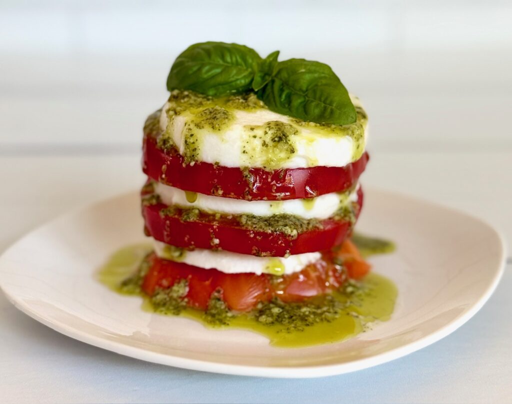 Caprese Stack on white plate