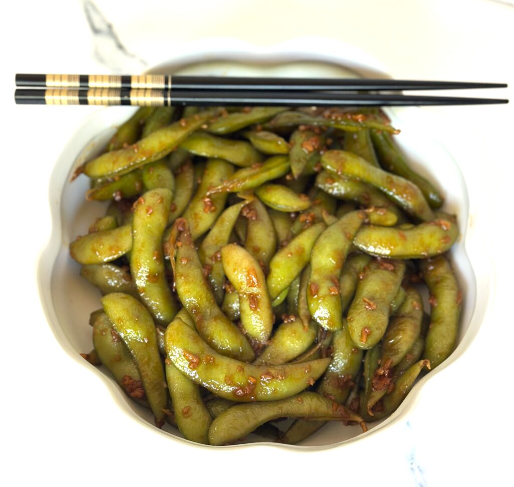 Serve Spicy Garlic Edamame