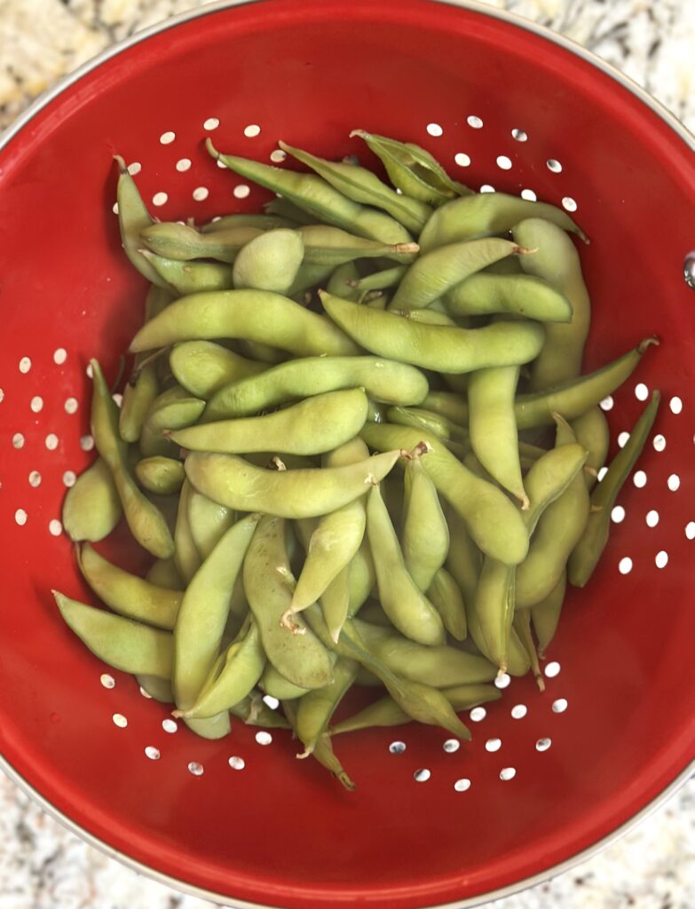 Drained cooked Edamame