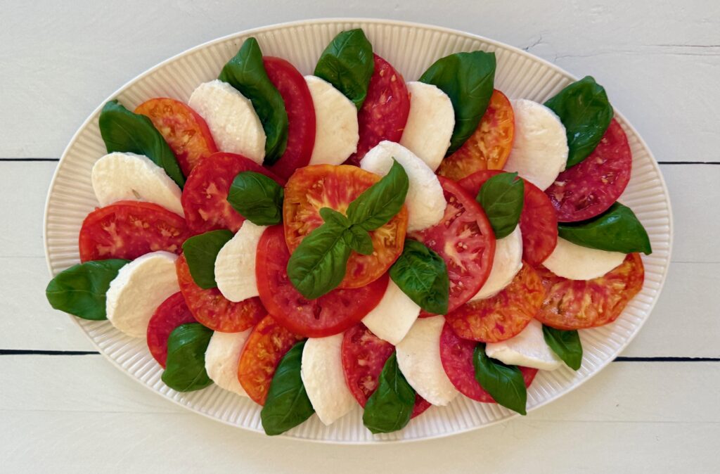 horizontal caprese salad