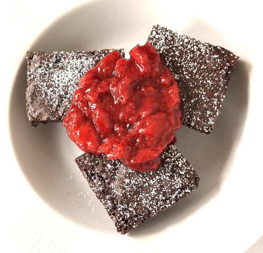 Brownies with Strawberry Sauce