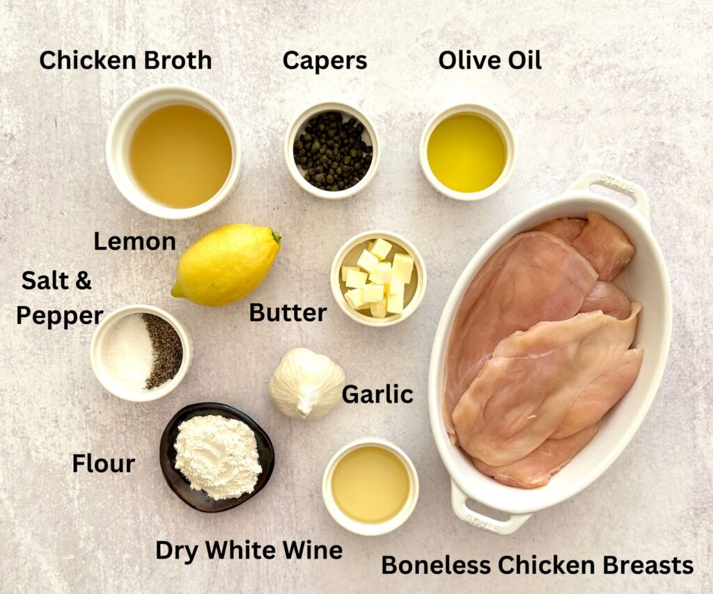 labeled chicken piccata ingredients