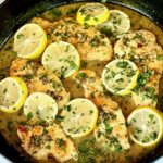 close up chicken piccata