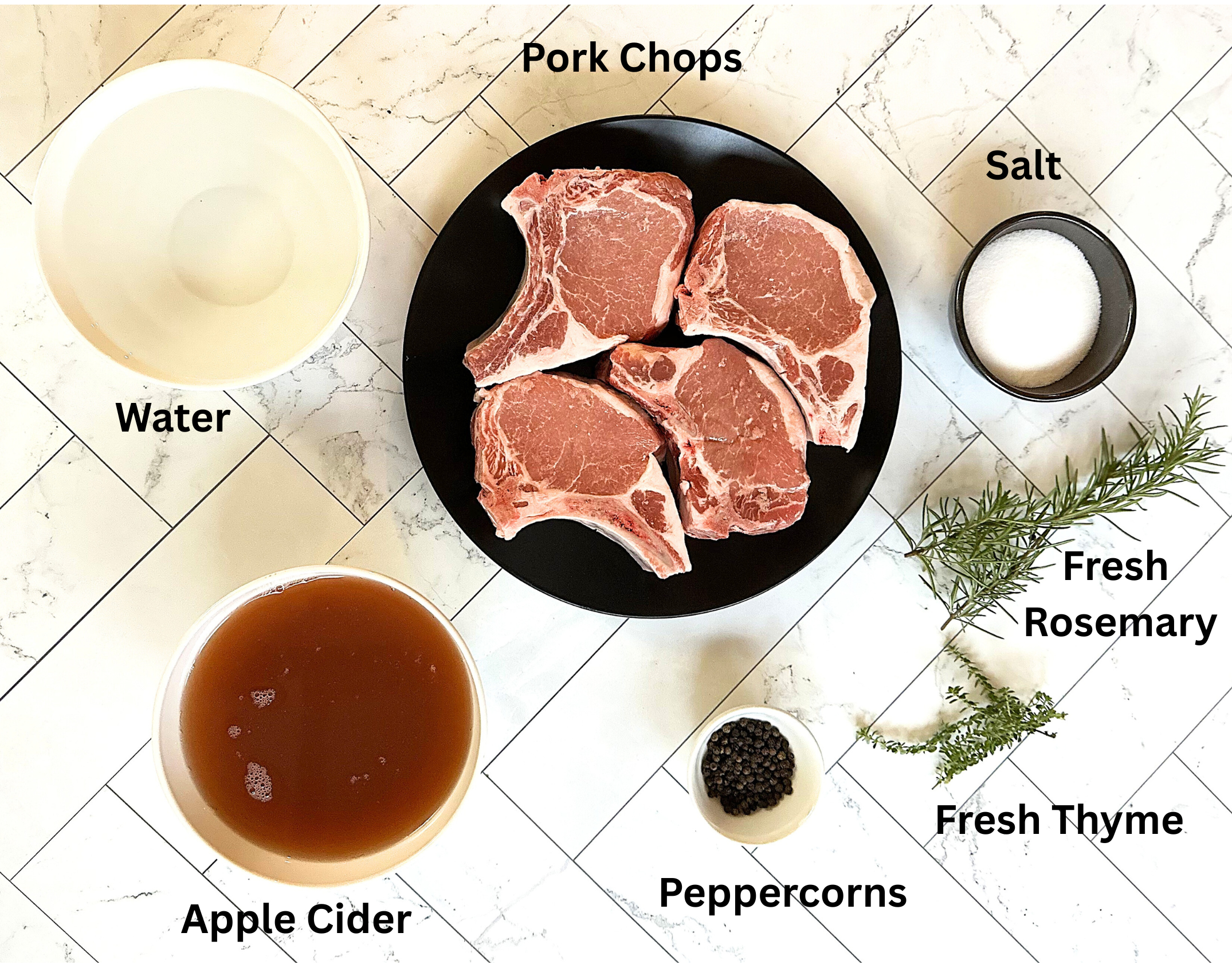 Brine Ingredients with pork chops
