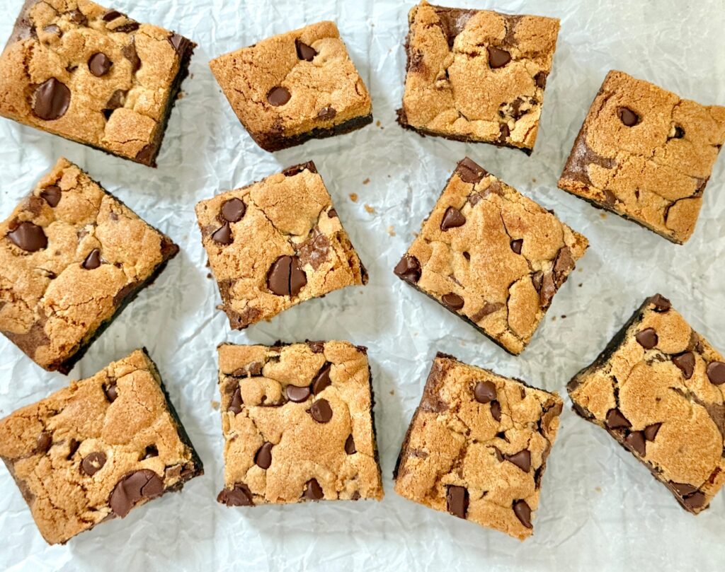 brookies on parchment paper
