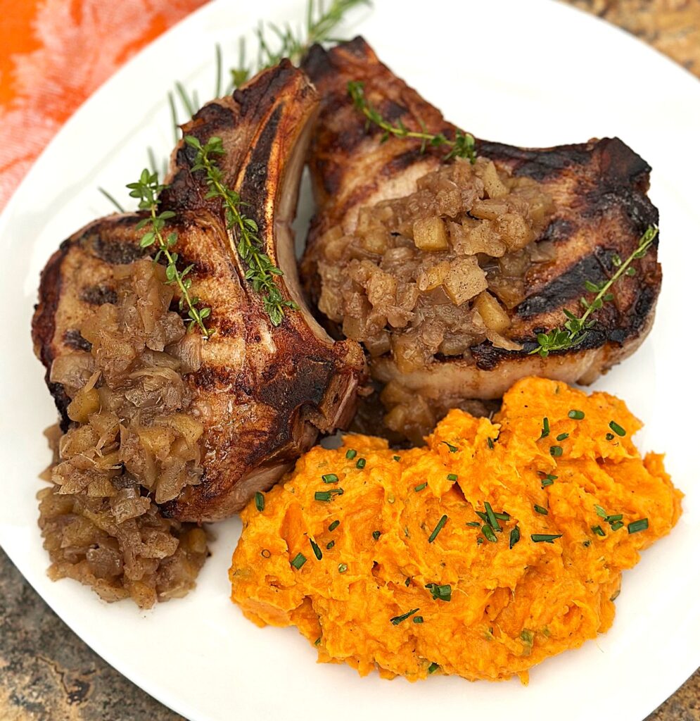 Pork Chops with Mashed Sweet Potatoes