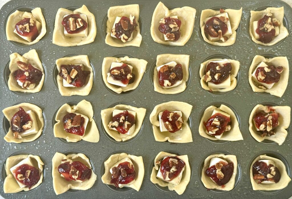 finished tray of Brie bites