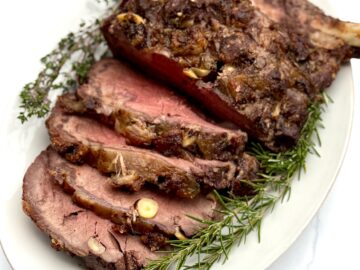 Platter of prime rib roast