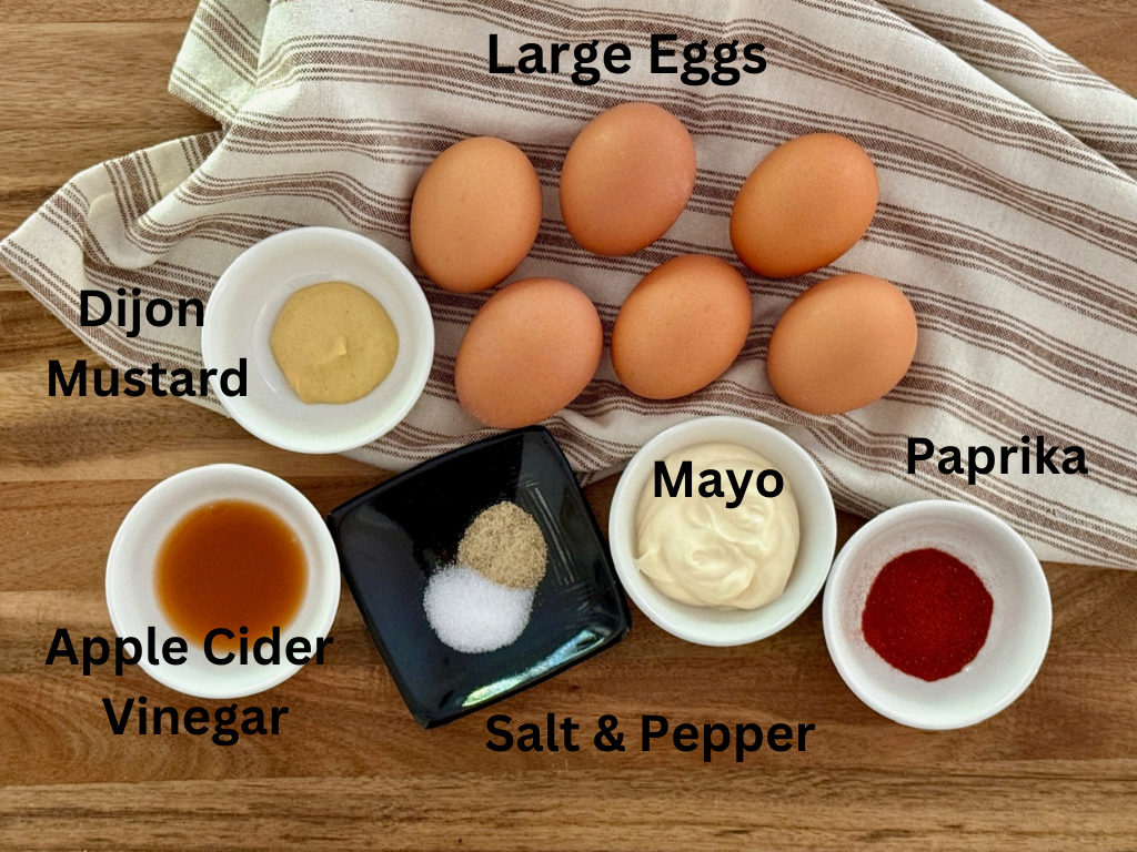 Deviled eggs ingredients labeled