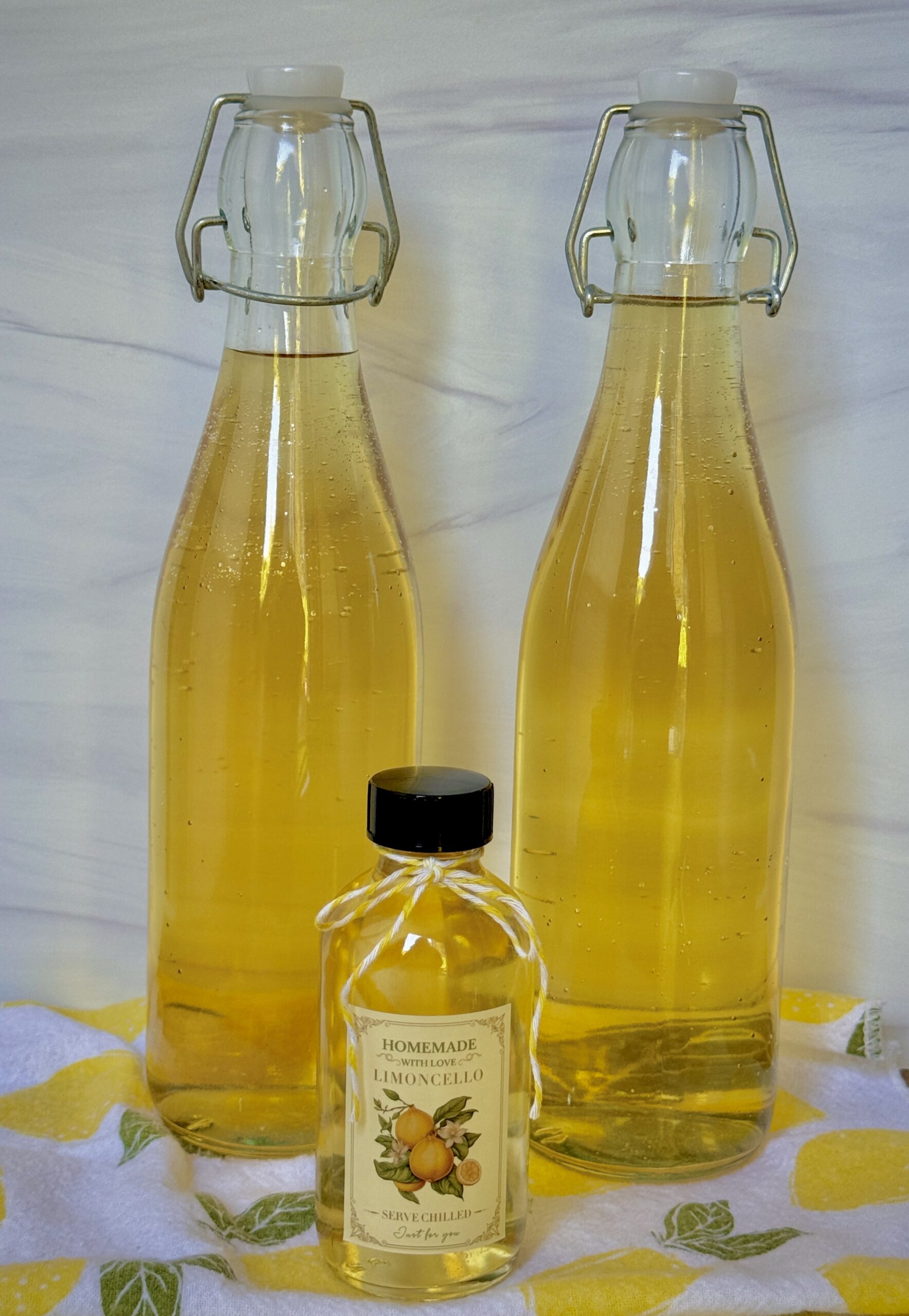 lemon liqueuer bottles tall + small