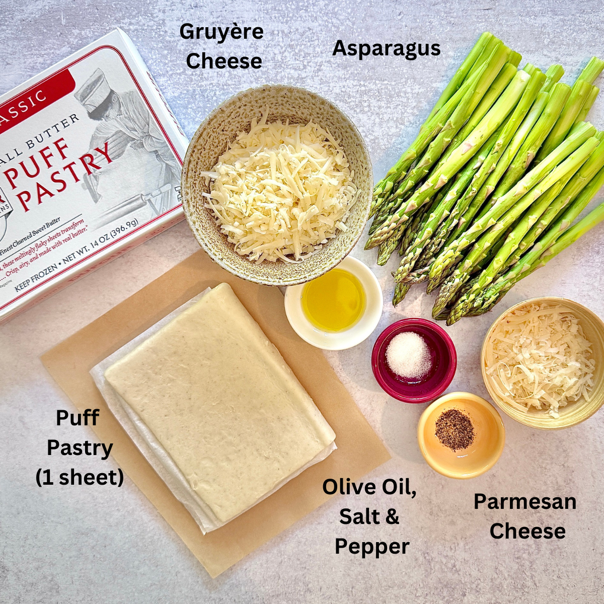 Asparagus Tart Ingredients labeled