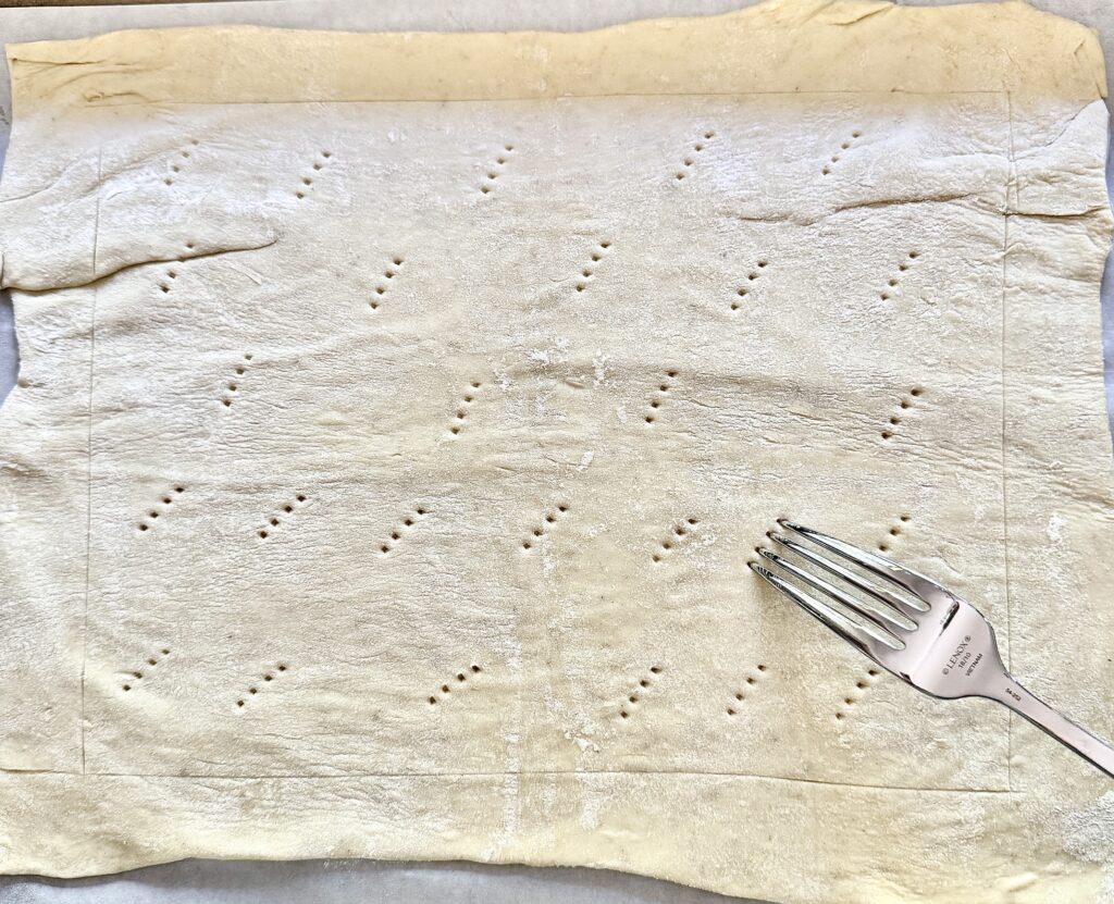 docking puff pastry with a fork